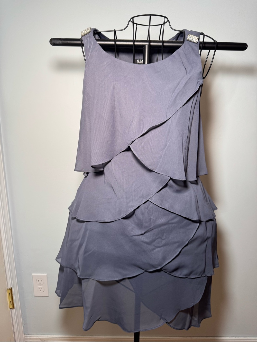 SLNY Layered Chiffon Mini Dress in Dusty Lavender sz 6P